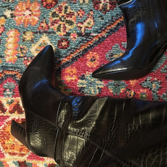 Knee High Black Crocodile Boots - Picture 7 of 10